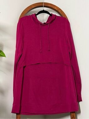 Latched Mama XL Berry Pink Long Sleeve Nursing Hoodie